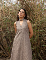 Thumbnail for trueBrowns Grey Cotton Embroidered S/L Kurta Set