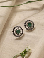 Thumbnail for trueBrowns Silver Green Stud Earrings