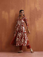 Thumbnail for trueBrowns Rust Metallic Angrakha Kurta Set