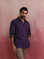 Thumbnail for trueBrowns Men's Purple Cotton Shirt