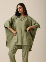Thumbnail for trueBrowns Sage Slub Texture Boxy Fit High Low Co-Ord Set - Distacart