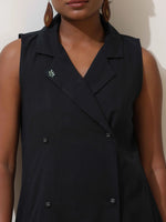 Thumbnail for trueBrowns Black Cotton Linen Dress