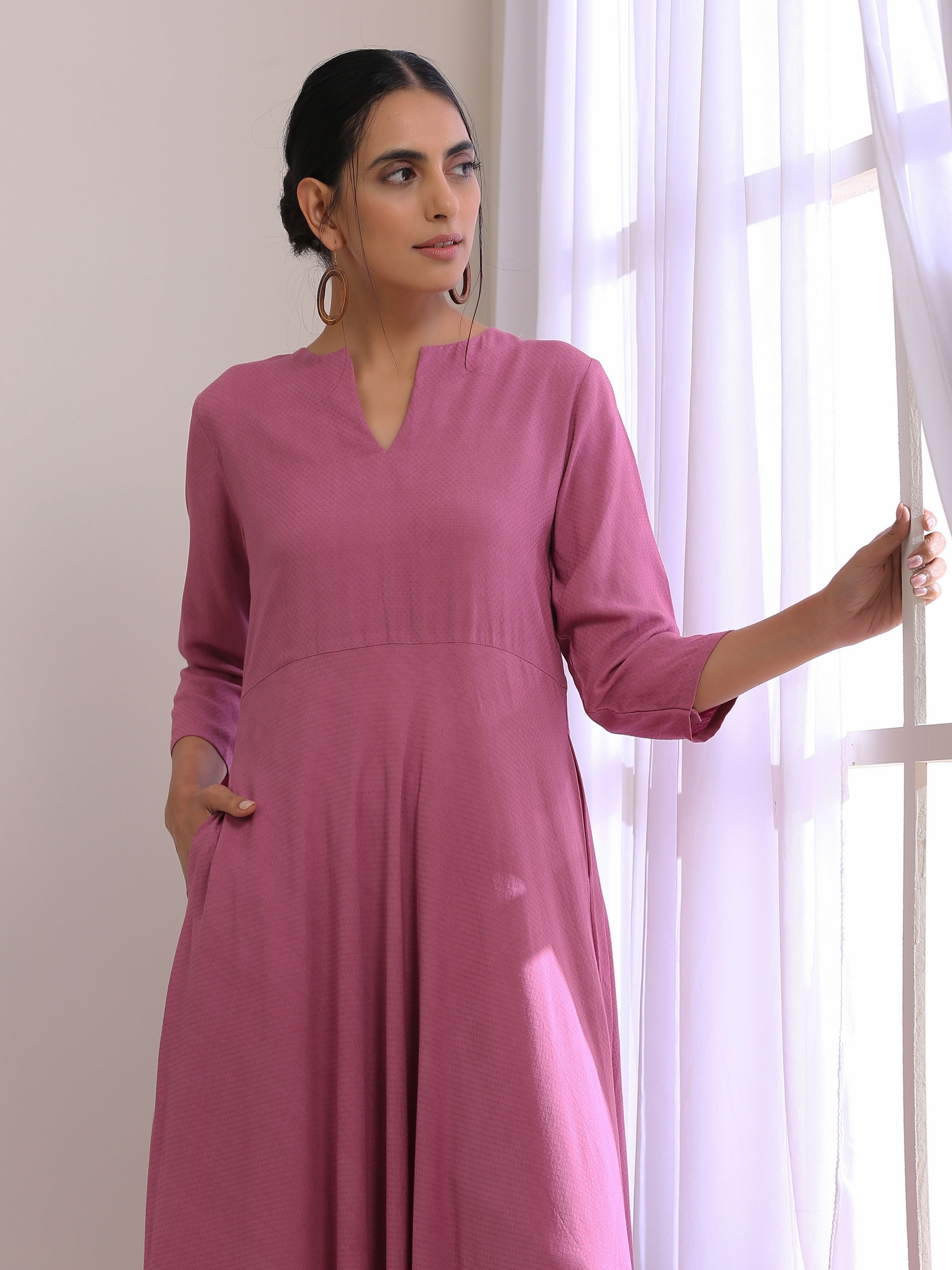 trueBrowns Onion Pink Dobby Anarkali Pant Set - Distacart