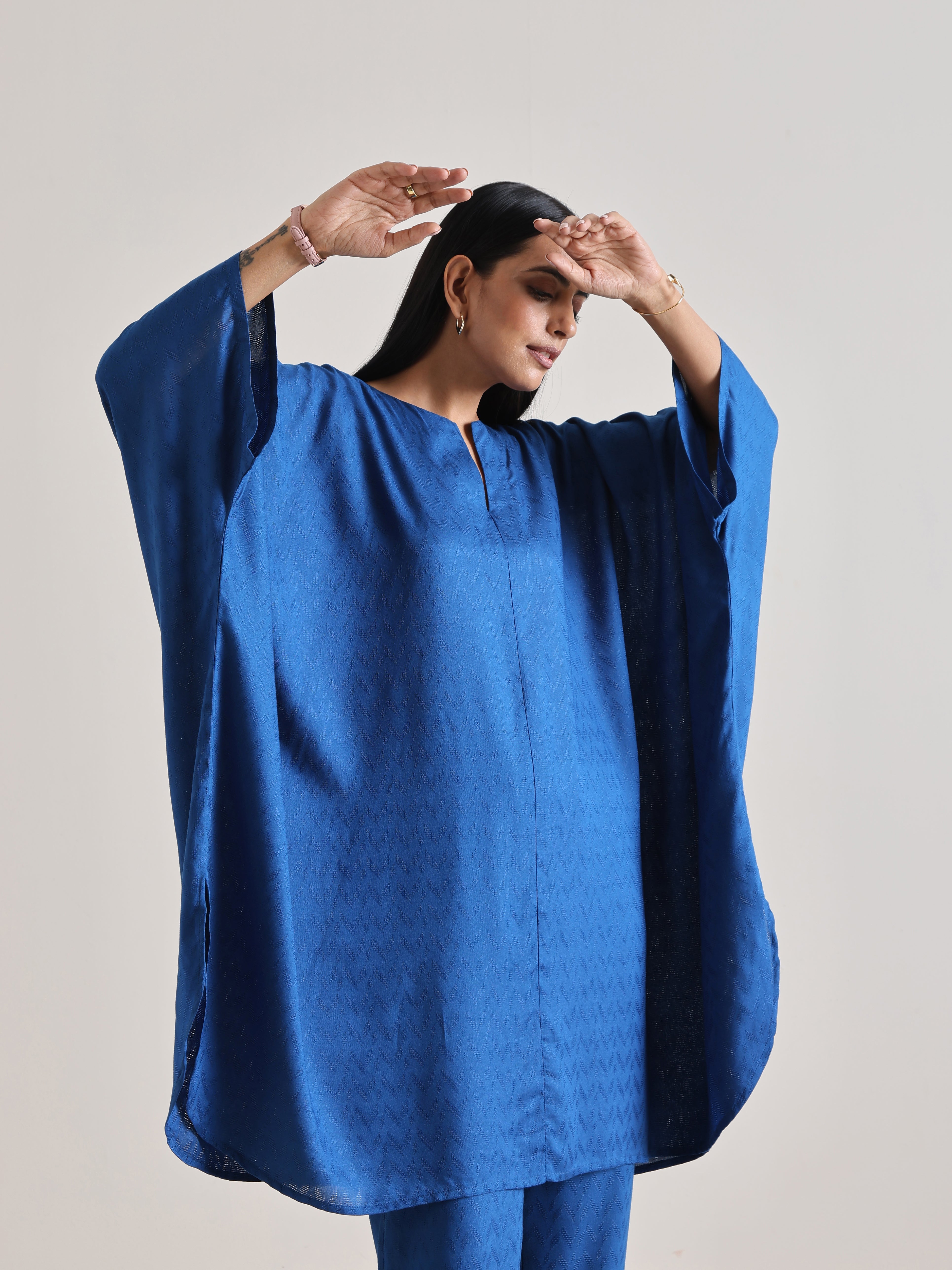 trueBrowns Ink Blue Oversized Round Co-Ord Set - Distacart