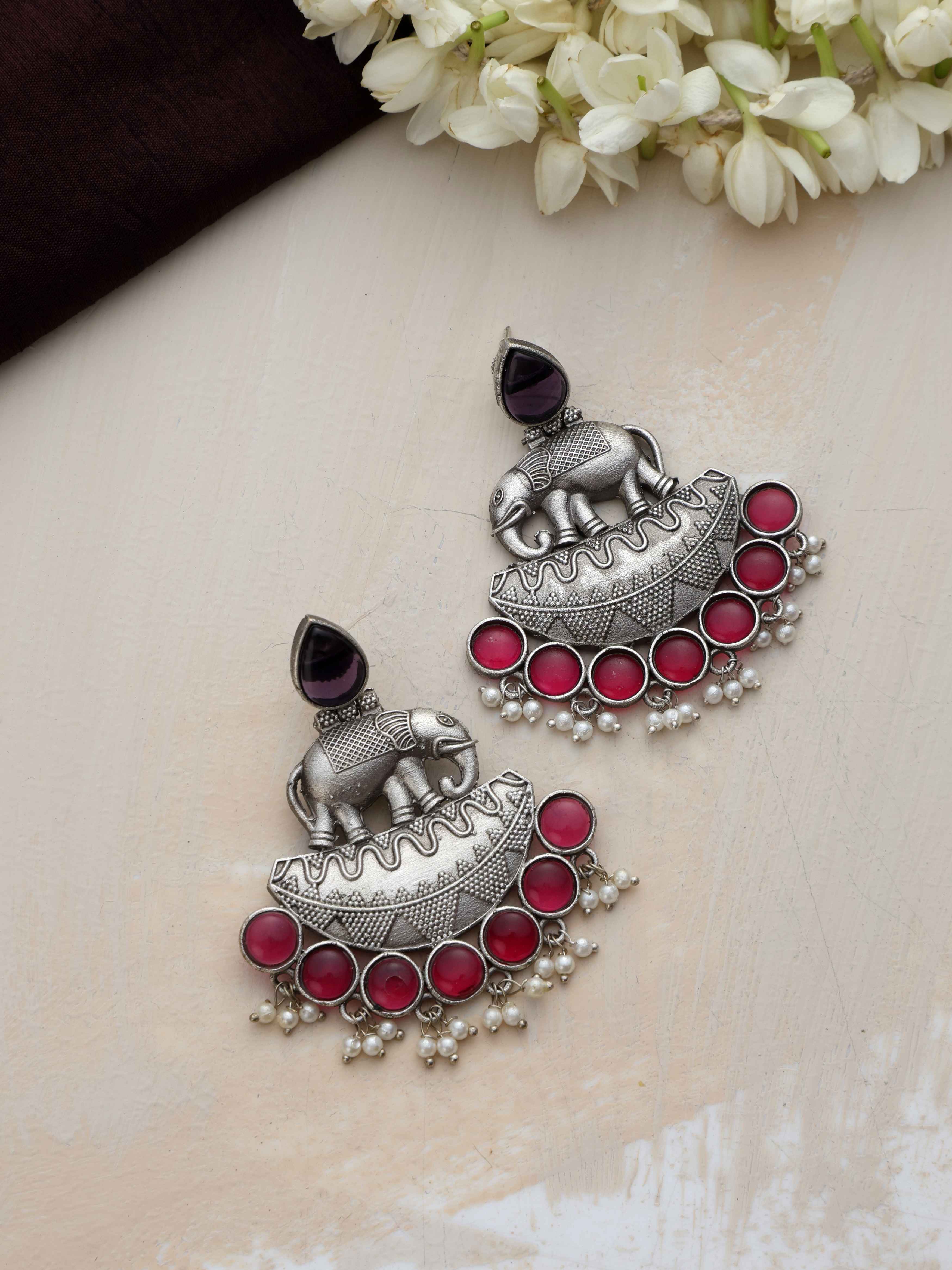trueBrowns Silver Tone Elephant Dangle Earrings - Distacart