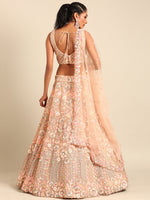 Thumbnail for House of Panchhi Peach Net Multi Sequins with heavy Zarkan embroidery Lehenga choli & Dupatta - Distacart