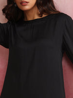 Thumbnail for trueBrowns Black Modal Round Neck Kurta Co-ord Set