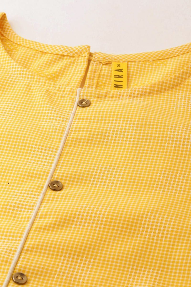Ahika Yellow Checked Kurta - Distacart