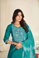 Thumbnail for BulBul Shreya Silk Rama Kurta Set with Dupatta