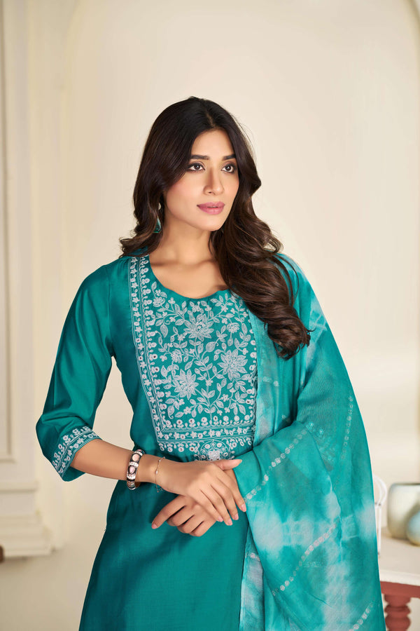 BulBul Shreya Silk Rama Kurta Set with Dupatta