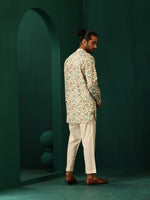 Thumbnail for trueBrowns Men's Teal Floral Cotton Printed Co-ord Set - Distacart