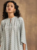 Thumbnail for trueBrowns Grey Lehariya Printed Silk Co-Ord Set - Distacart