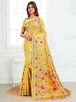 Thumbnail for Astita Linen Cotton Yellow Saree