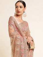 Thumbnail for kasee Floral Embroidered Net Saree - Distacart