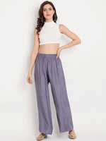 Thumbnail for TAG 7 Women Grey Solid Flared Palazzos