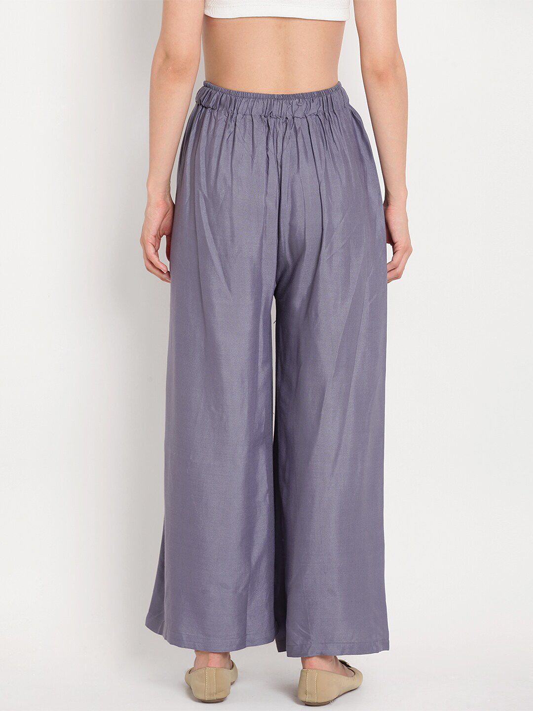 TAG 7 Women Grey & Navy Blue Set of 2 Flared Ethnic Palazzos