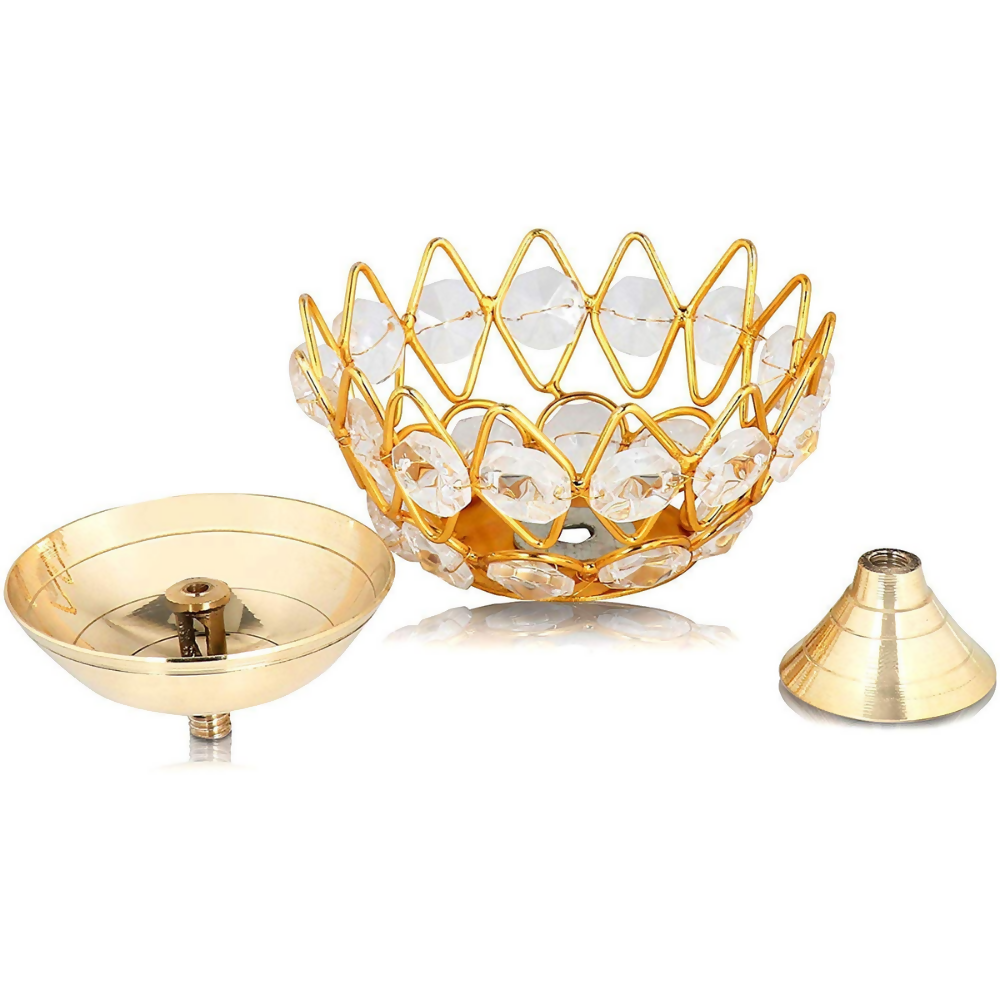 Collectible India Diwali Diya Crystal Round Akhand Diya - Dista