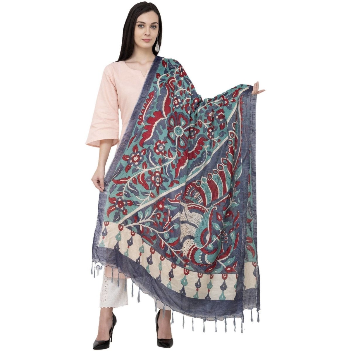 A R Silk Modal Kalamkari Print Fancy Dupatta Color Multi Print Dupatta or Chunni