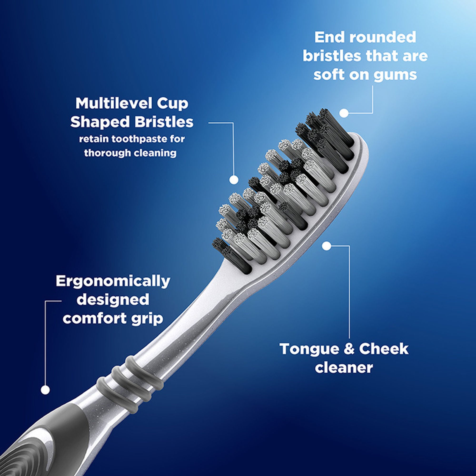 Oral-B Oral B Cavity Defense 123 Black Toothbrush With Charcoal Extract- Medium (Pack Of 4) - Distacart