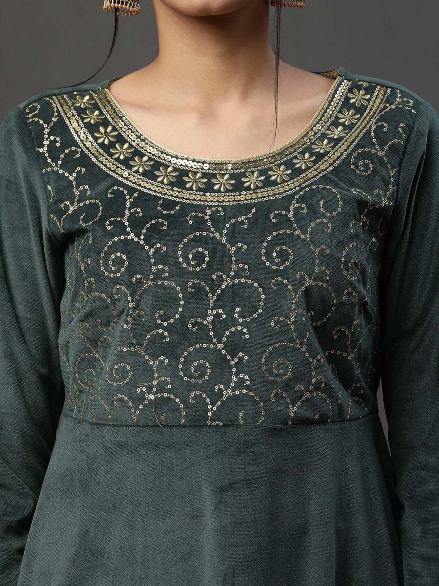 AURELIA Sequins Embellished Empire Ethnic Maxi Dress - Distacart