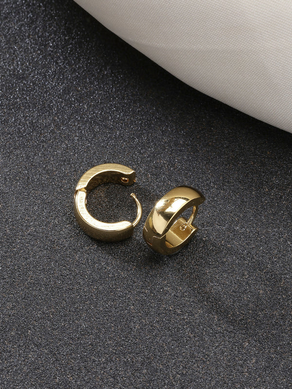 NVR Men's Gold-Plated Stainless Steel Hoop Earrings - Distacart