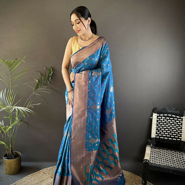 Joban Fashion Banarasi Royal Blue Woven Woven Soft Silk Saree - Distacart