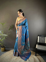 Thumbnail for Joban Fashion Banarasi Royal Blue Woven Woven Soft Silk Saree