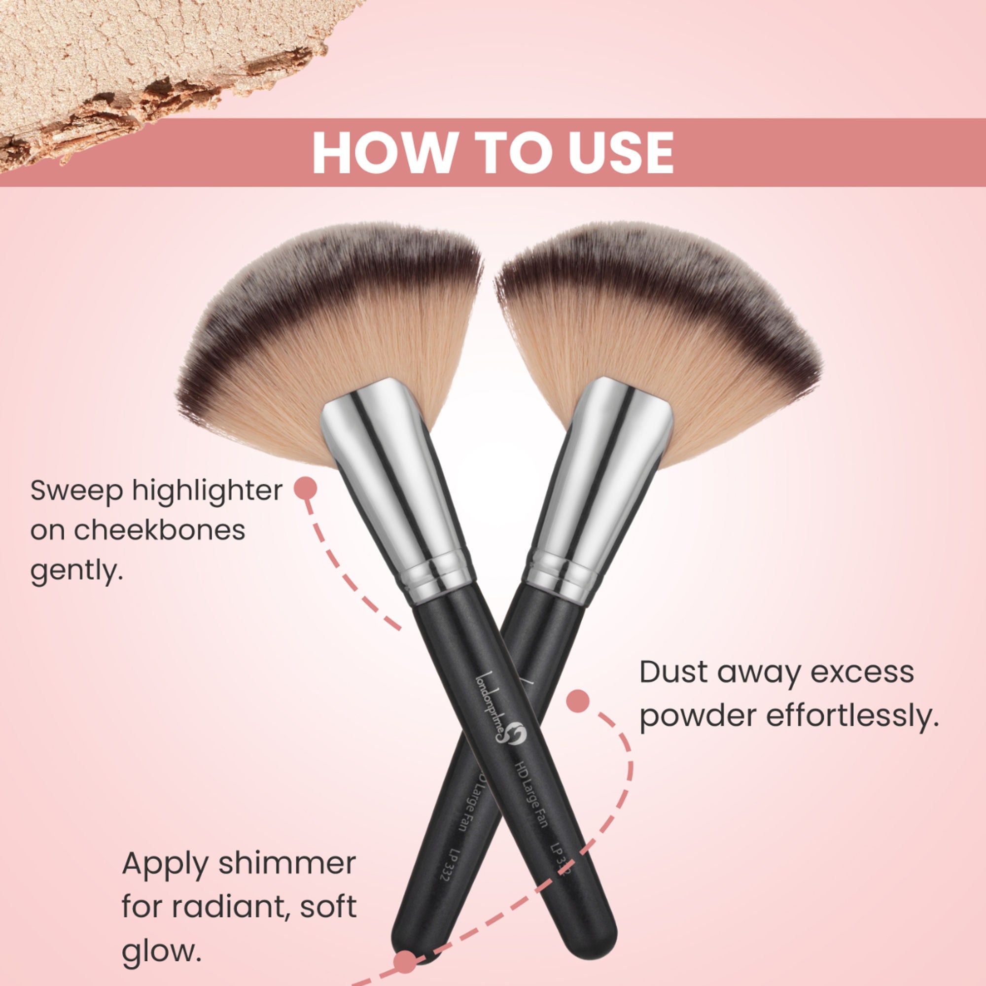 London Prime Hd Large Fan Brush   LP332 ( Formerly London Pride Cosmetics )