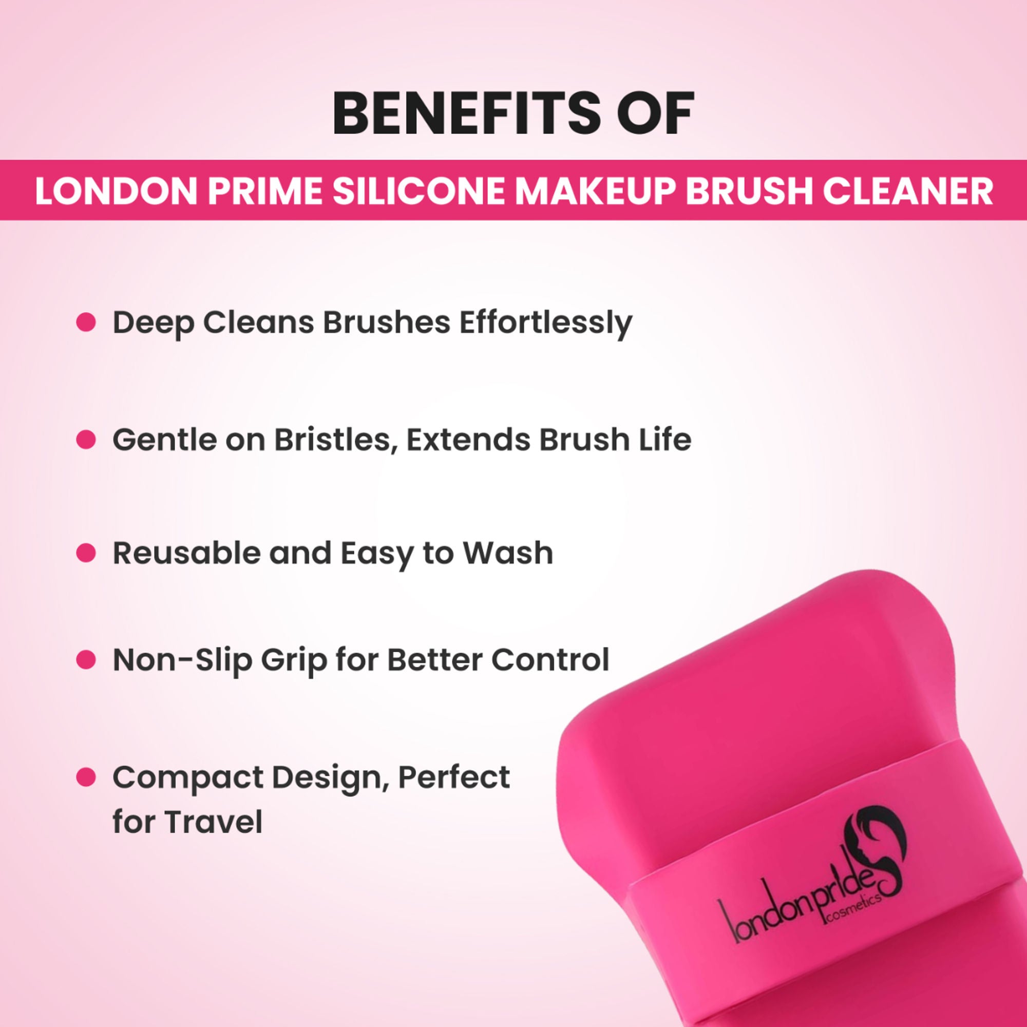 London Prime Silicone Makeup Brush Cleaner   Pink ( Formerly London Pride Cosmetics )
