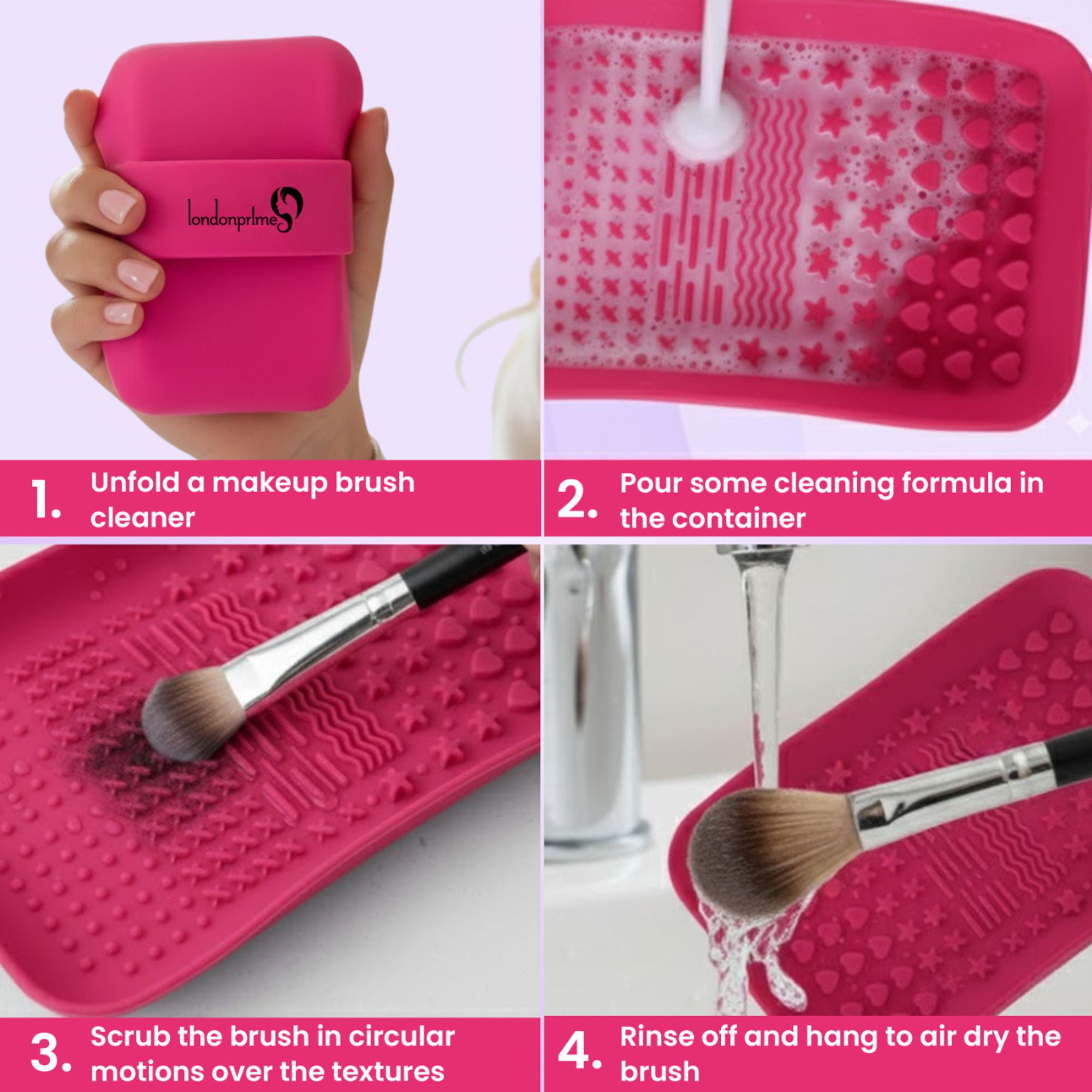 London Prime Silicone Makeup Brush Cleaner   Pink ( Formerly London Pride Cosmetics )