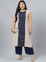 Thumbnail for Sztori Plus Size Ethnic Motifs Printed Kurta With Palazzos