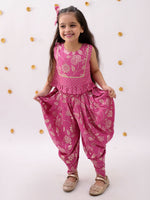 Thumbnail for Lil Drama Khilkhilahat Pink Top and Dhoti Set For Girls