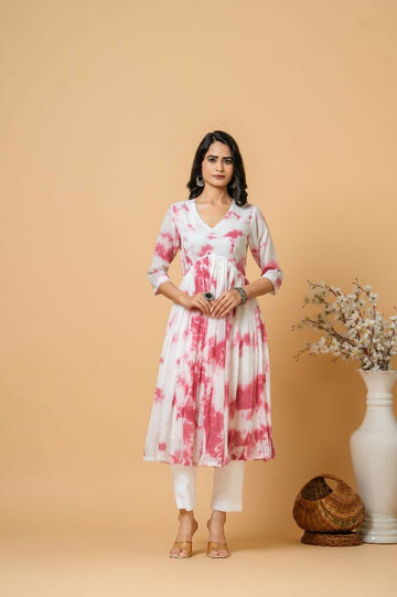 Joban Fashion Magenta Tie & Dye Kurta Pant Set - Distacart