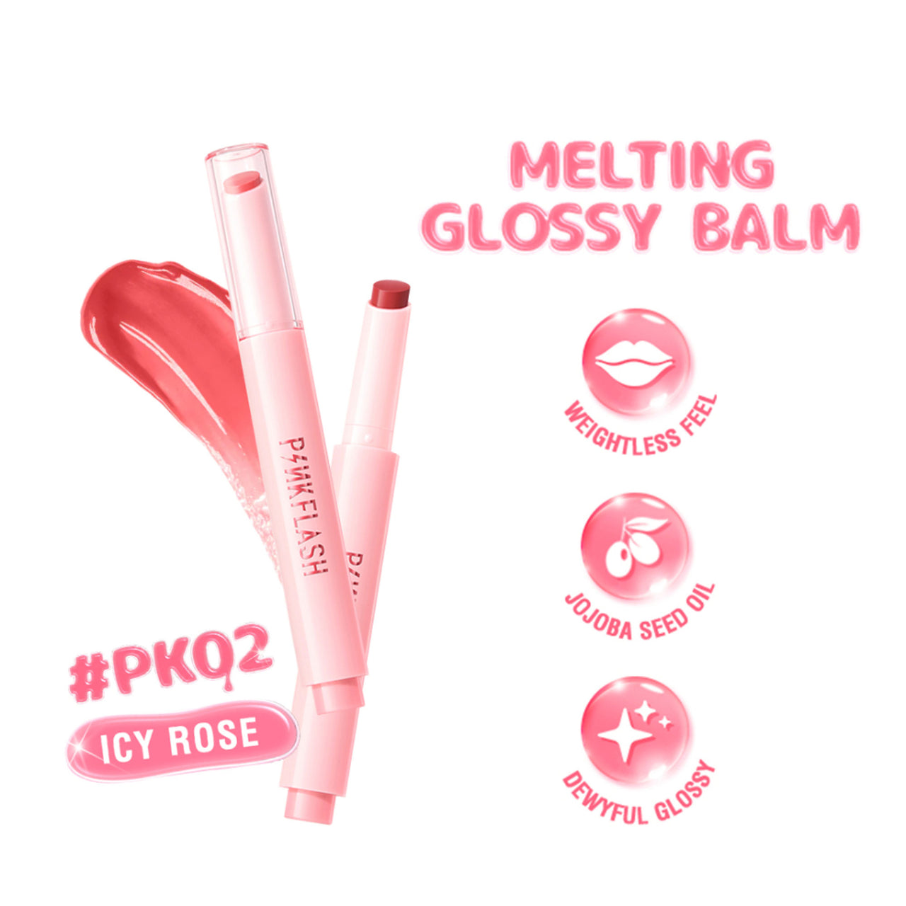 PINKFLASH Glossy Balm - Pk02 Icy Rose