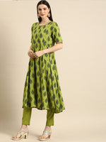 Thumbnail for All About You Women Women Green Ethnic Motifs Printed Kurta with Trousers & With Dupatta - Distacart