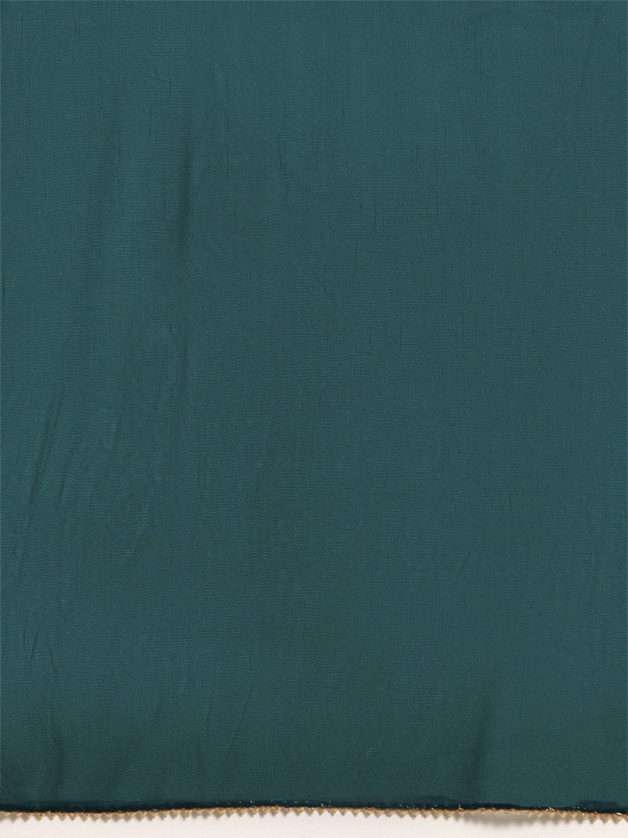 Anouk Women Teal Blue Embroidered Floral Yoke Design Layered Kurta with Churidar & Dupatta - Distacart