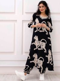 Thumbnail for Kalini Abstract Printed V-Neck Kurta With Harem Pants