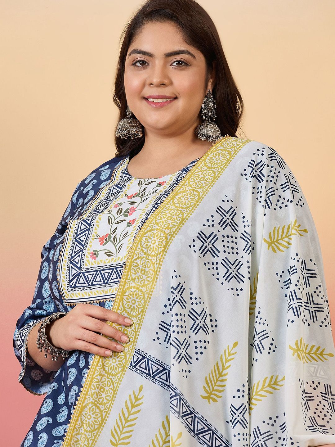 Sztori Women Floral Yoke Design Regular Gotta Patti Kurta with Trousers & With Dupatta - Distacart