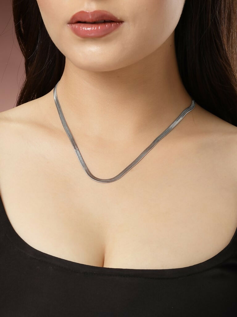 NVR Women's Silver-Toned German Silver Oxidised Chain - Distacart