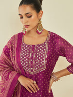 Thumbnail for Soch Geometric Printed Thread Work Kurta & Trousers With Dupatta - Distacart