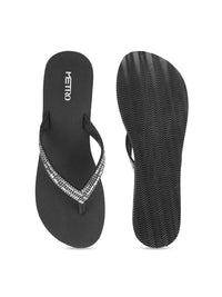 Thumbnail for Metro Women Black & Silver-Toned Embellished Heels