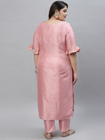 Thumbnail for Sztori V Neck Regular Straight Kurta with Trousers - Distacart