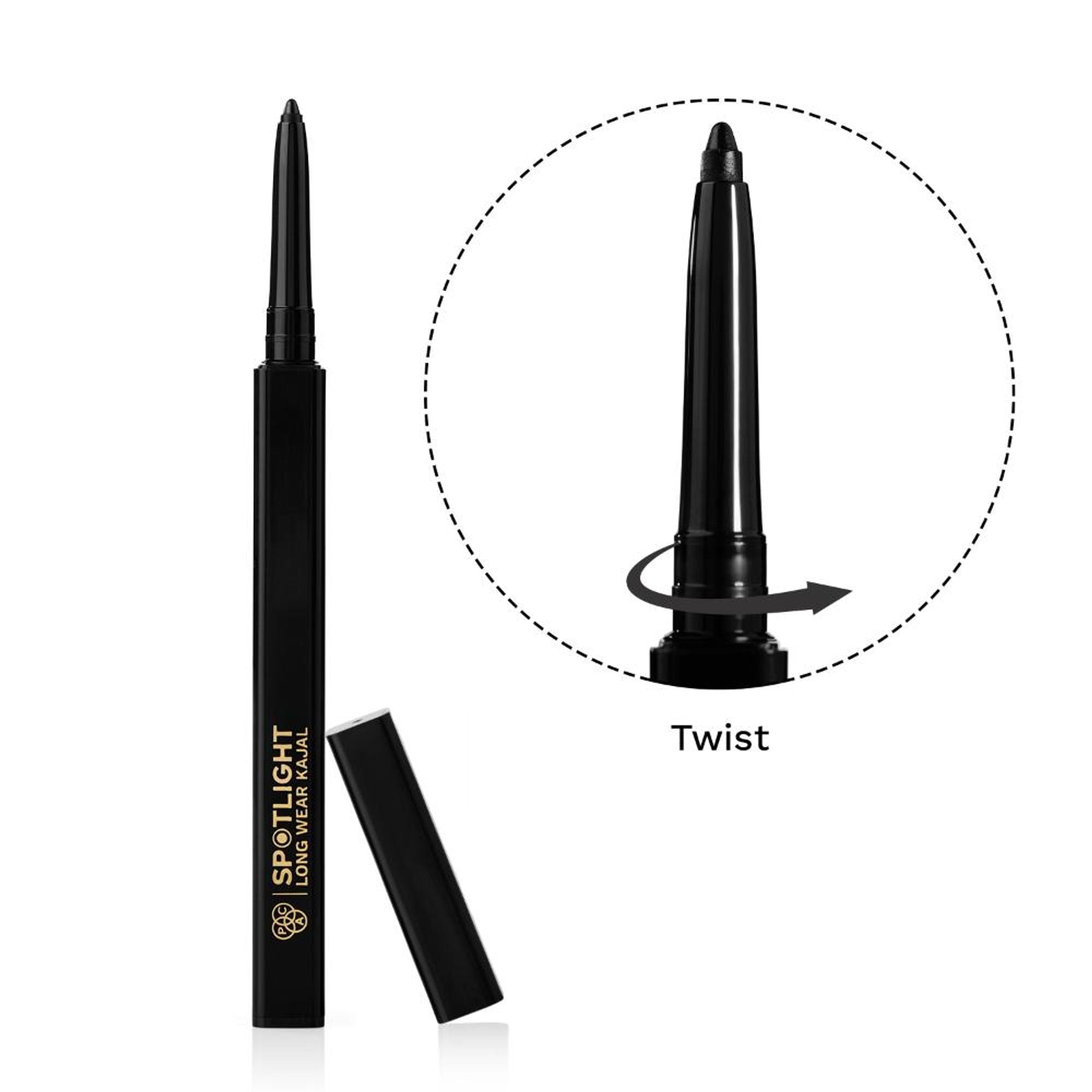 PAC Studio Spotlight Long Wear Kajal - Intense Pigment, Matte Finish, Easy Glide, Waterproof & Smudgeproof