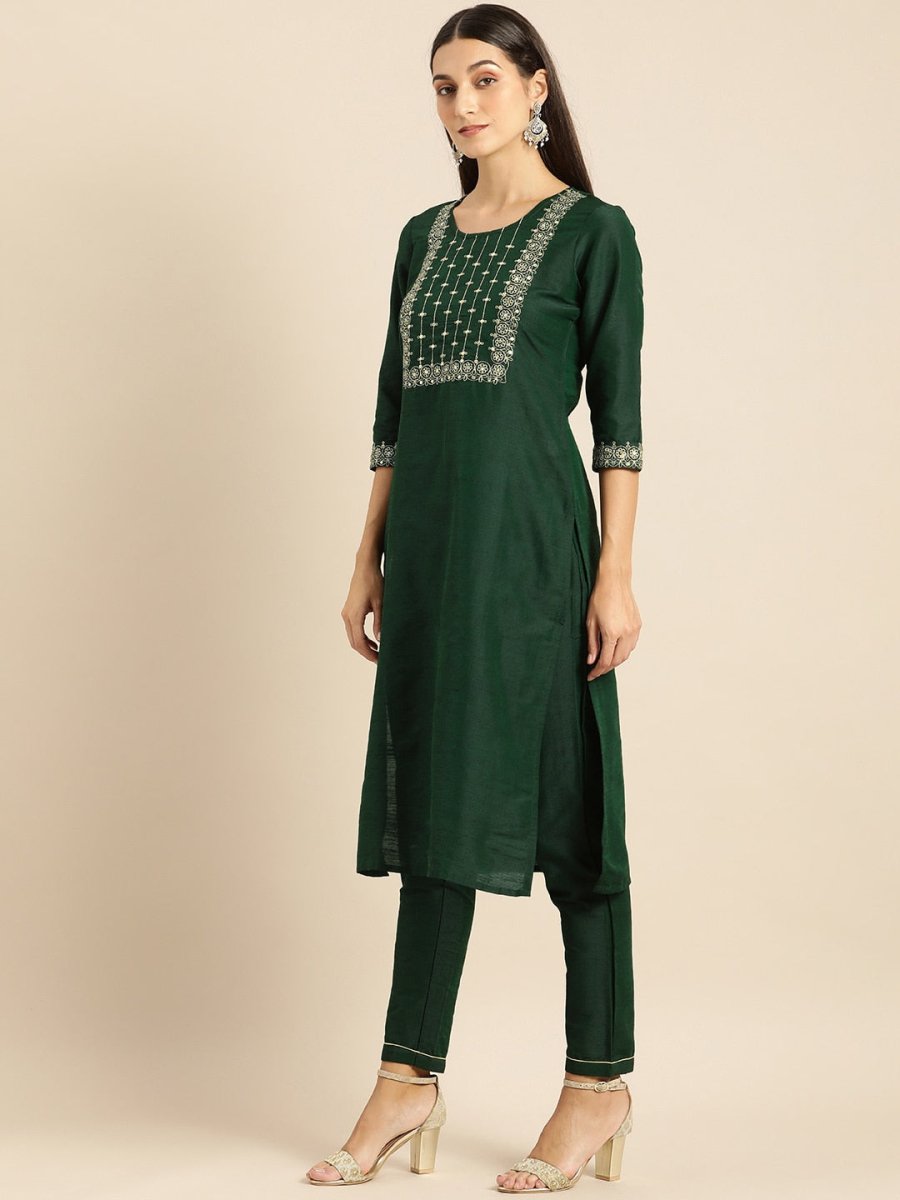 All About You Women Green Kurta with Trousers - Distacart