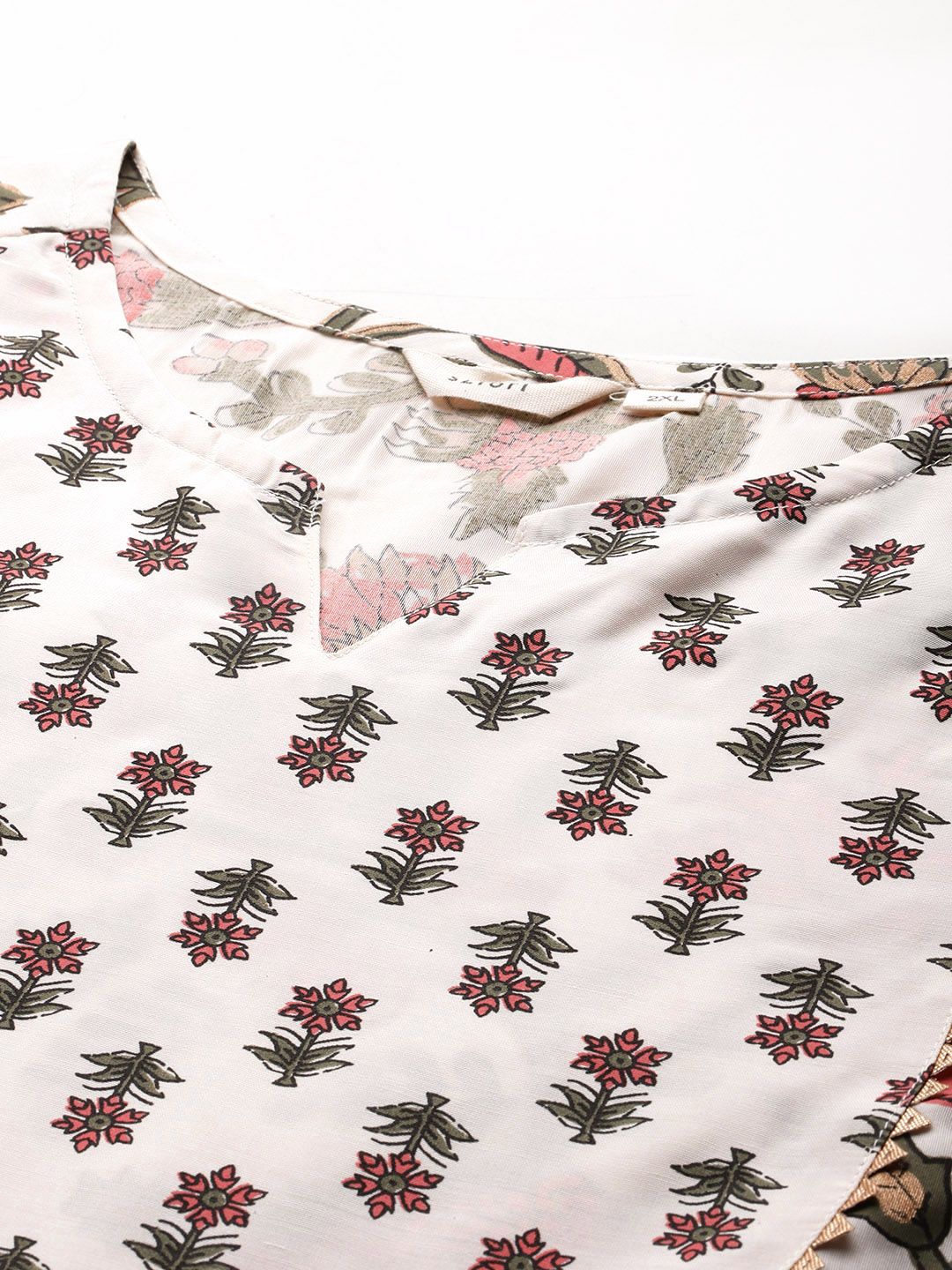 Sztori Plus Size Floral Printed Regular Gotta Patti Kurta with Palazzos - Distacart