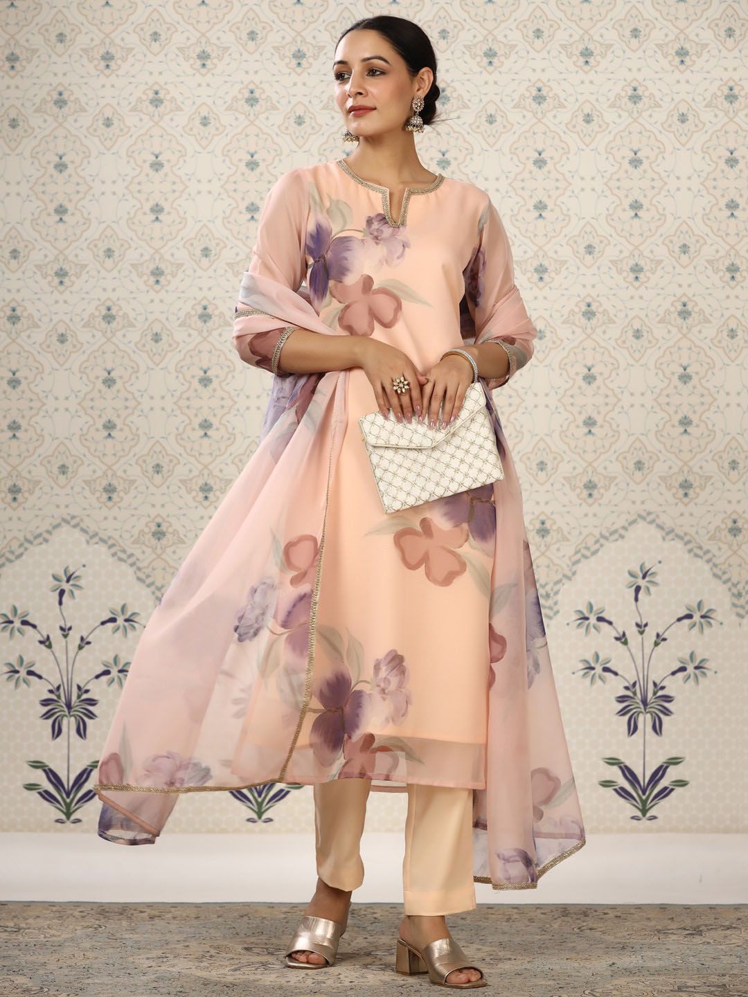 Ode by House of Pataudi Floral Printed Regular Kurta With Trousers & Dupatta - Distacart