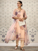 Thumbnail for Ode by House of Pataudi Floral Printed Regular Kurta With Trousers & Dupatta - Distacart