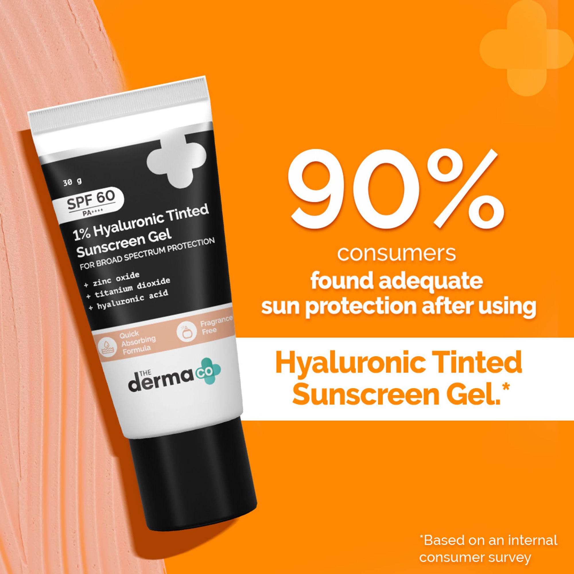 The Derma Co 1% Hyaluronic Tinted Sunscreen SPF 60 Gel PA++++ - Dista