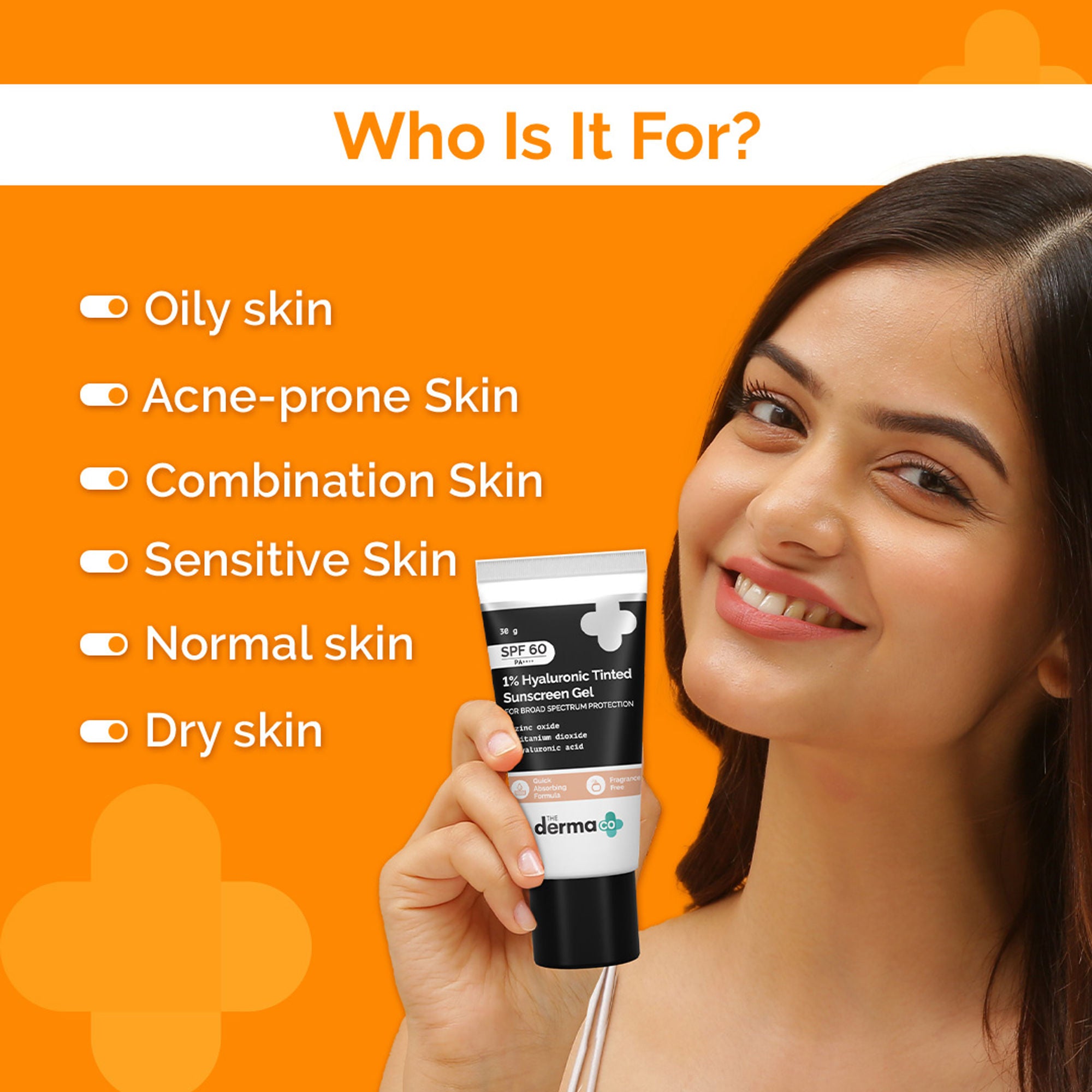 The Derma Co 1% Hyaluronic Tinted Sunscreen SPF 60 Gel PA++++ - Dista