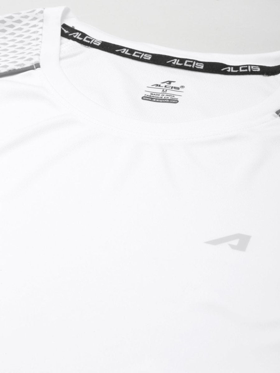 Alcis Men White Slim Fit Running T-shirt - Distacart